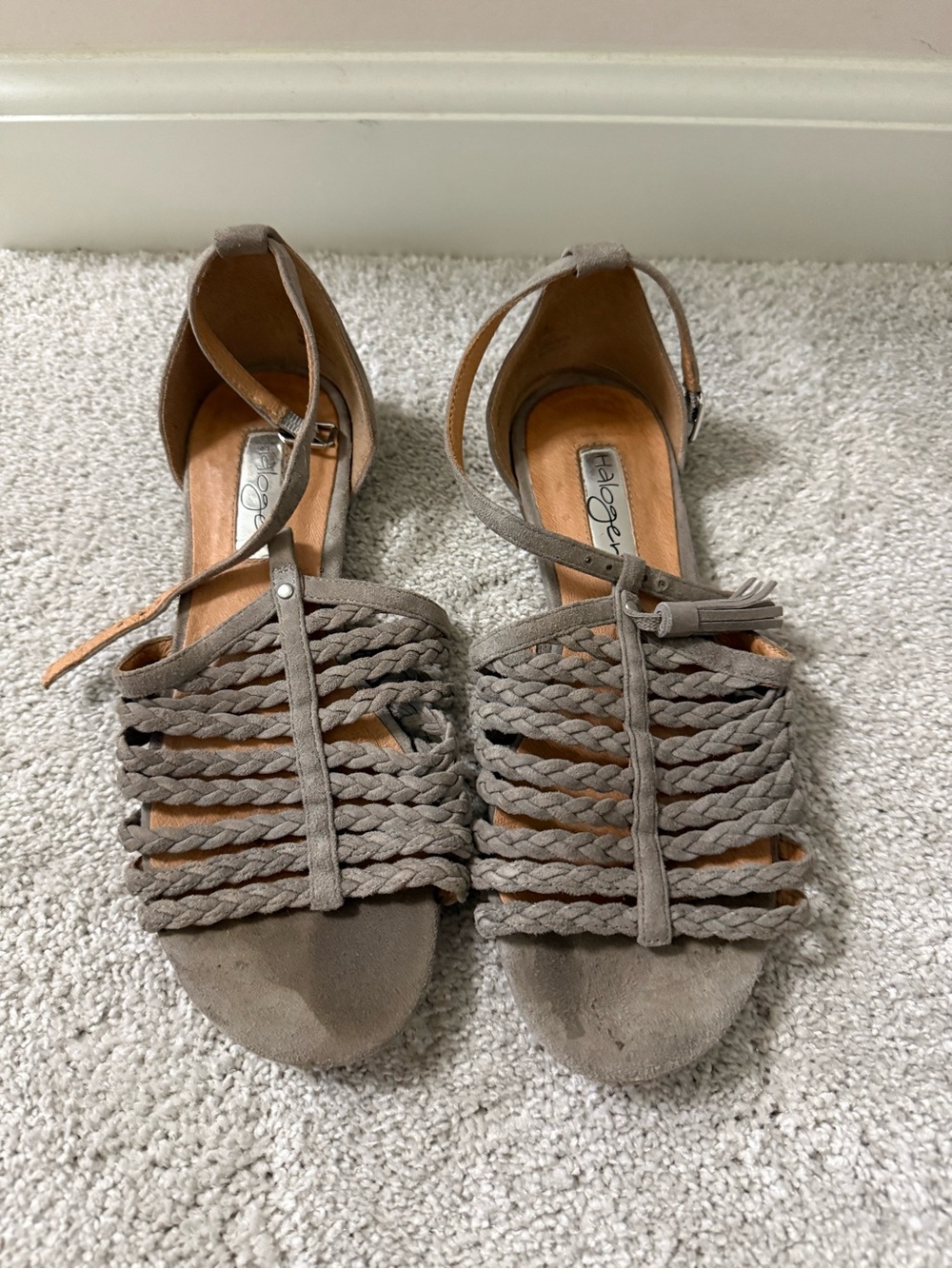 Halogen Taupe Braided Ankle-Strap Flat Sandals
